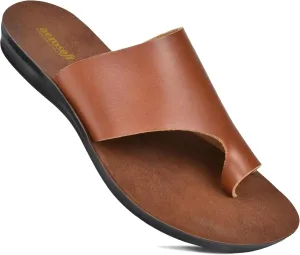 Split Toe Strap Man-Made Leather Ladies Cute Slides Outdoor Travel Dressy Flats Comfortable Walking Casual Summer Sandals for Women Fashion Footwear