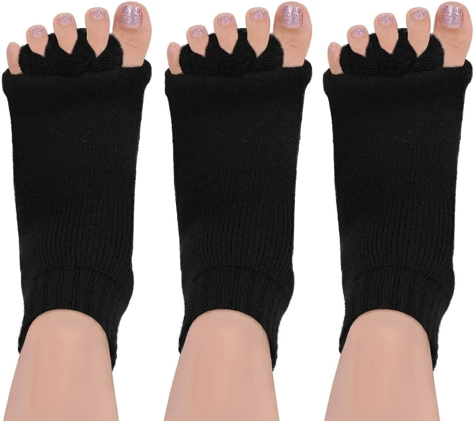 SPORCLO Five Toe Separator Socks for Men Yoga Foot Alignment Socks Massage Toe Spacers Bunion Corrector Cushion 3 Pairs