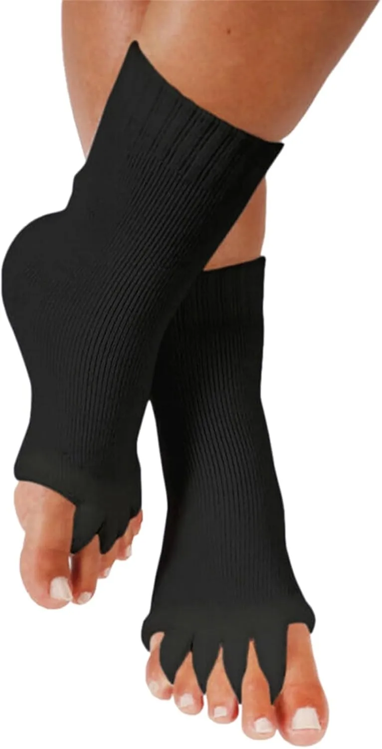 SPORCLO Five Toe Separator Socks for Men Yoga Foot Alignment Socks Massage Toe Spacers Bunion Corrector Cushion 3 Pairs