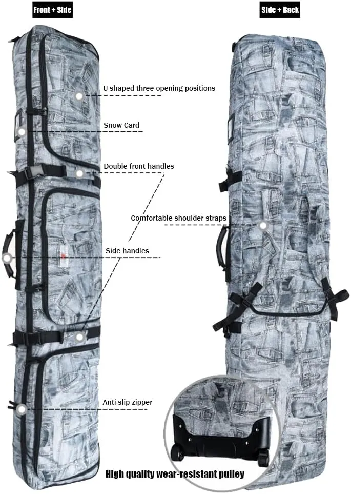 Sport Tent Padded Snowboard Bag with Wheels Travel Bag for Skis Single Snowboard and Snowboard Boots