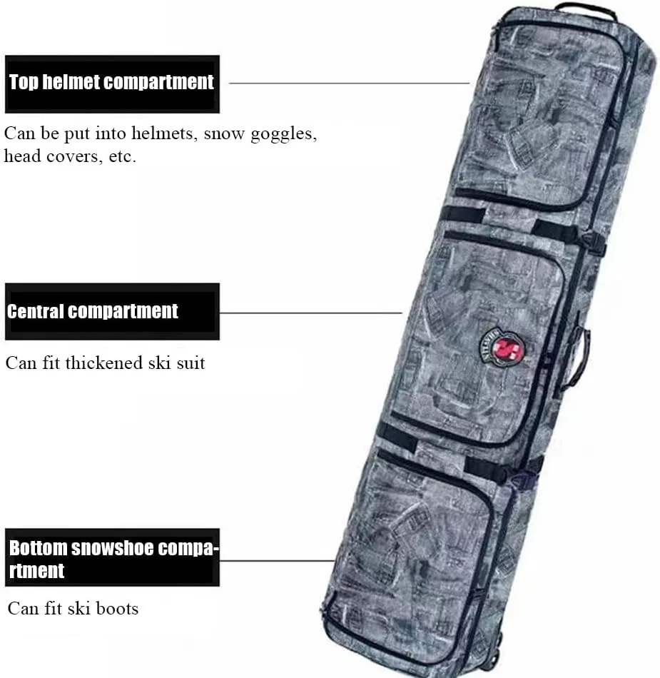 Sport Tent Padded Snowboard Bag with Wheels Travel Bag for Skis Single Snowboard and Snowboard Boots