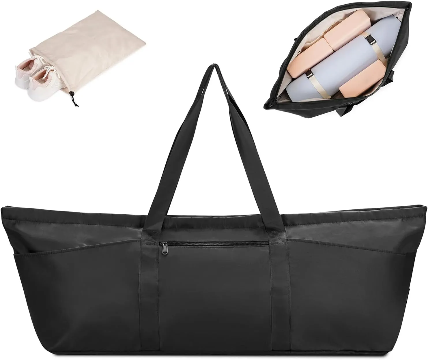 sportsnew Large Yoga Mat Bag with Shoes Compartment and Wet Pocket Ladies Pilates Gym Tote Bag with Yoga Mat Holder Strap for Women Men Workout Carrier Stuff Accessories