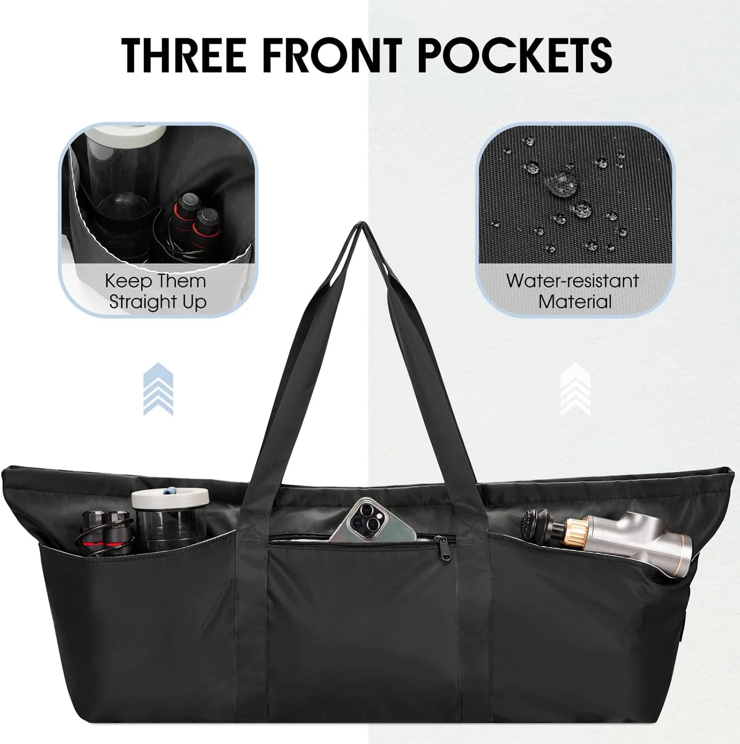 sportsnew Large Yoga Mat Bag with Shoes Compartment and Wet Pocket Ladies Pilates Gym Tote Bag with Yoga Mat Holder Strap for Women Men Workout Carrier Stuff Accessories