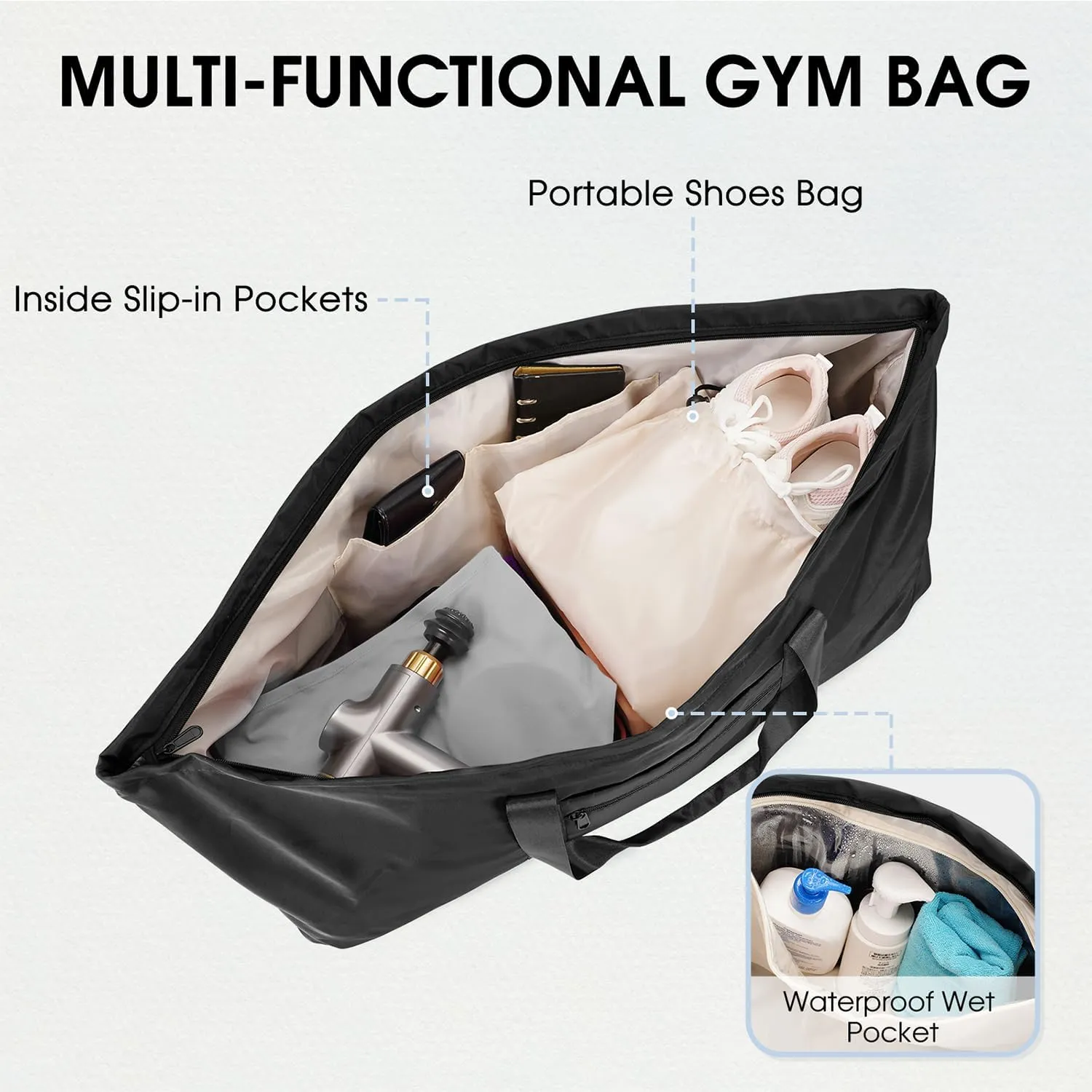 sportsnew Large Yoga Mat Bag with Shoes Compartment and Wet Pocket Ladies Pilates Gym Tote Bag with Yoga Mat Holder Strap for Women Men Workout Carrier Stuff Accessories