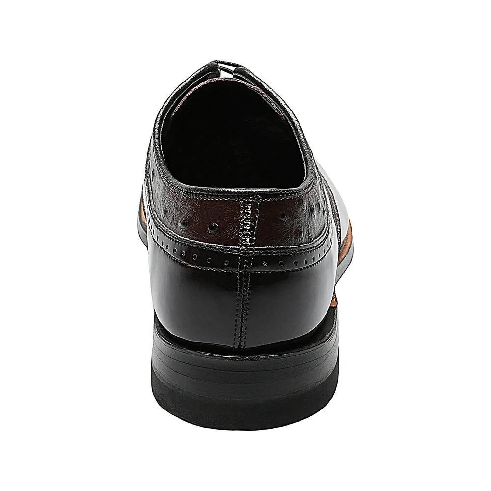 Stacy Adams Dayton Burgundy Ostrich Print Wingtip Oxford