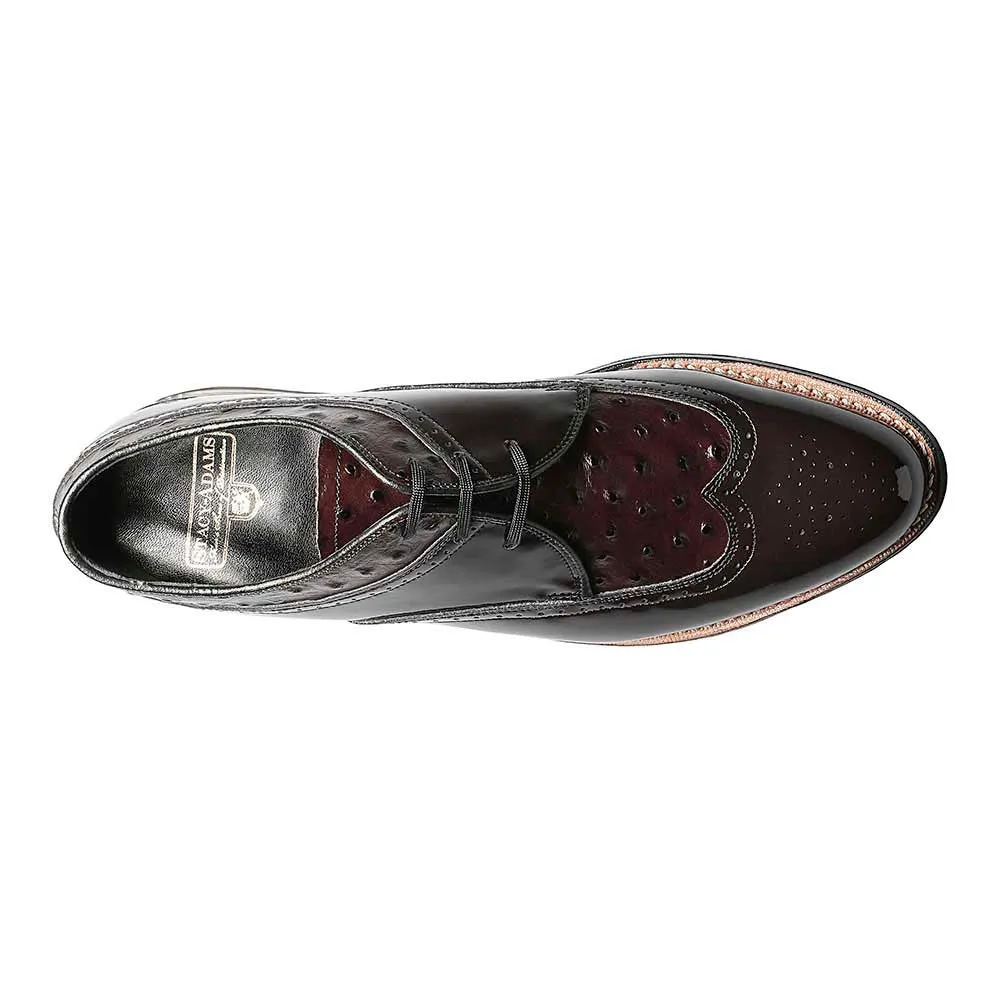 Stacy Adams Dayton Burgundy Ostrich Print Wingtip Oxford