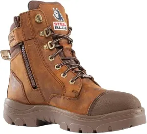 Steel Blue Men's Southern Cross Zip Scuff Steel Toe Safety Boot, Distressed Brown