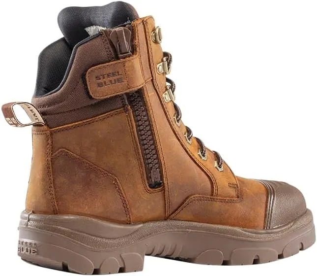 Steel Blue Men's Southern Cross Zip Scuff Steel Toe Safety Boot, Distressed Brown