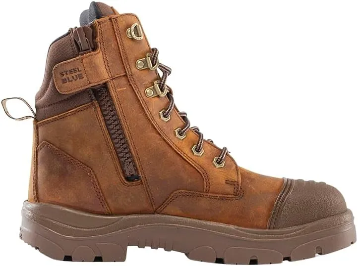 Steel Blue Men's Southern Cross Zip Scuff Steel Toe Safety Boot, Distressed Brown