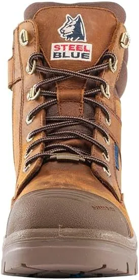 Steel Blue Men's Southern Cross Zip Scuff Steel Toe Safety Boot, Distressed Brown