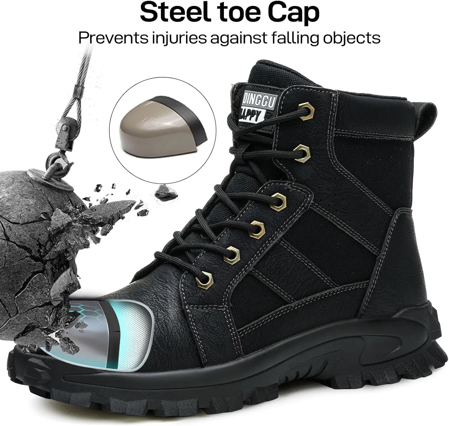 Steel Toe Boots for Men Comfortable Mens Work Boots Indestructible Construction Industrial Safety Boots