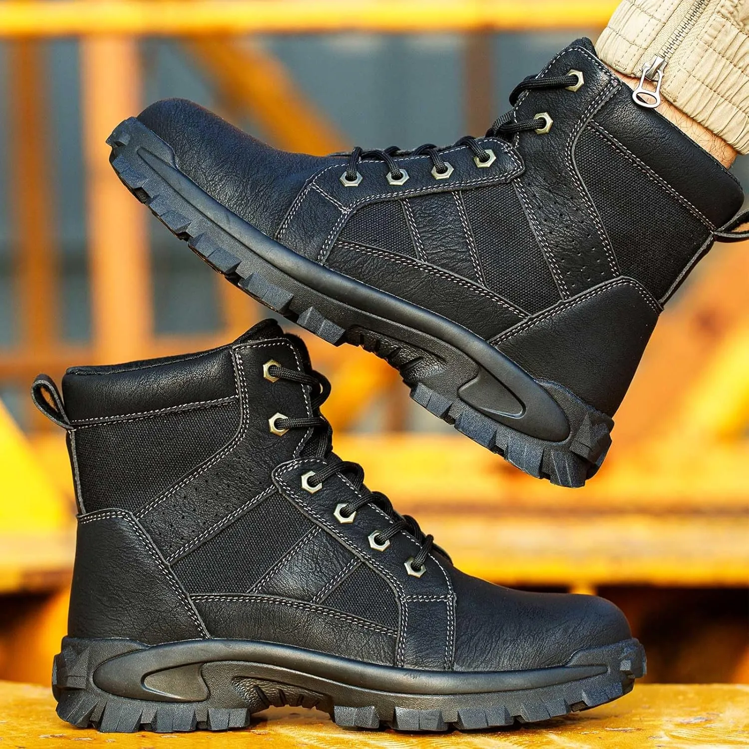 Steel Toe Boots for Men Comfortable Mens Work Boots Indestructible Construction Industrial Safety Boots