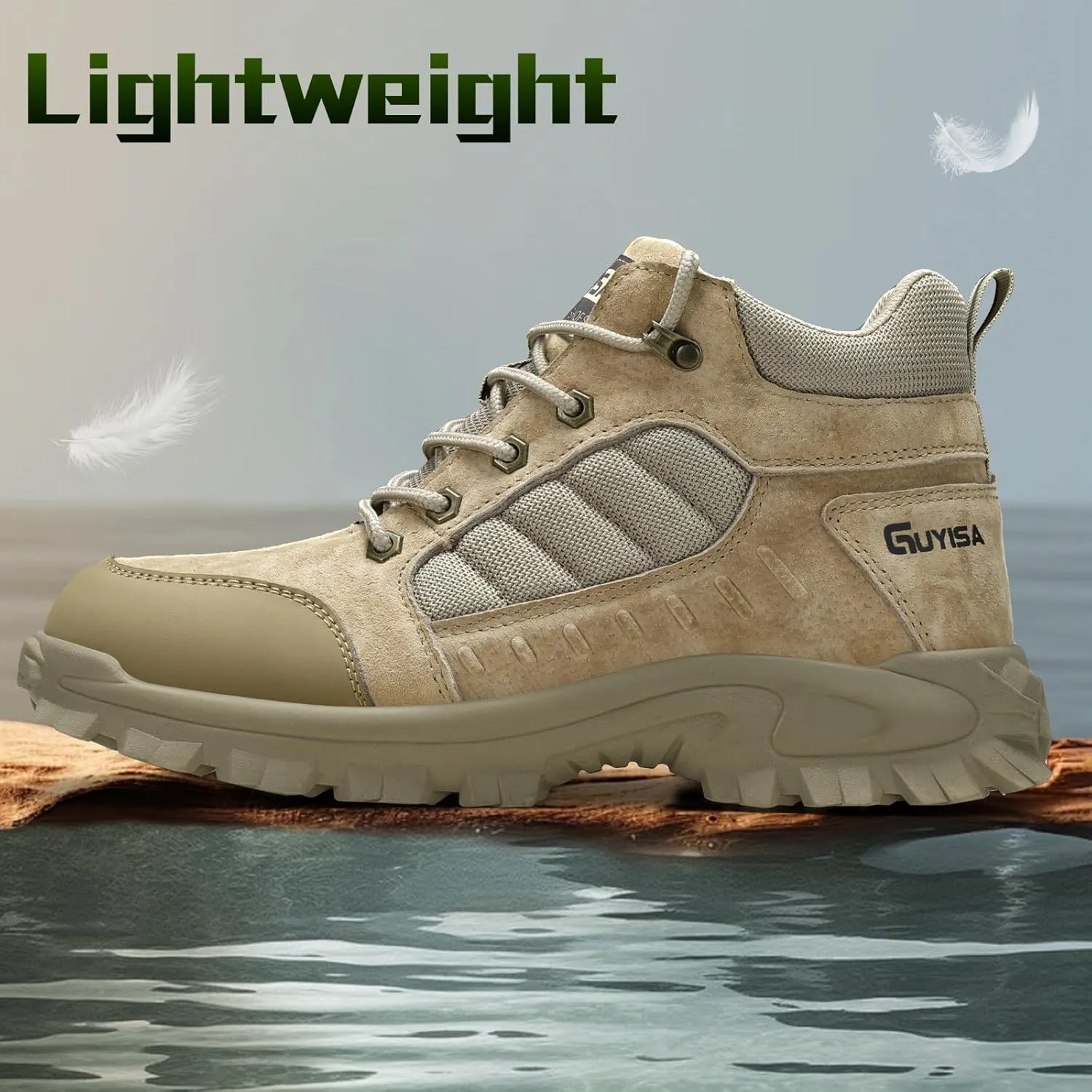 Steel Toe Boots for Men Indestructible Steel Toe Shoes Breathable High Top Work Boots for Men Lightweight Safety Shoes Non Slip Work Shoes Industry Construction Safety Boots
