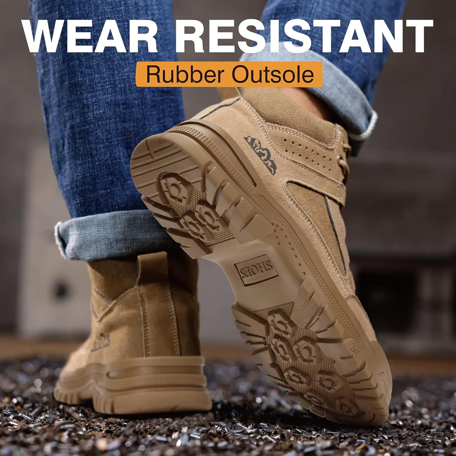 Steel Toe Boots for Men Mens Slip Resistant Waterproof Work Safety Industrial Boots Construction Shoes