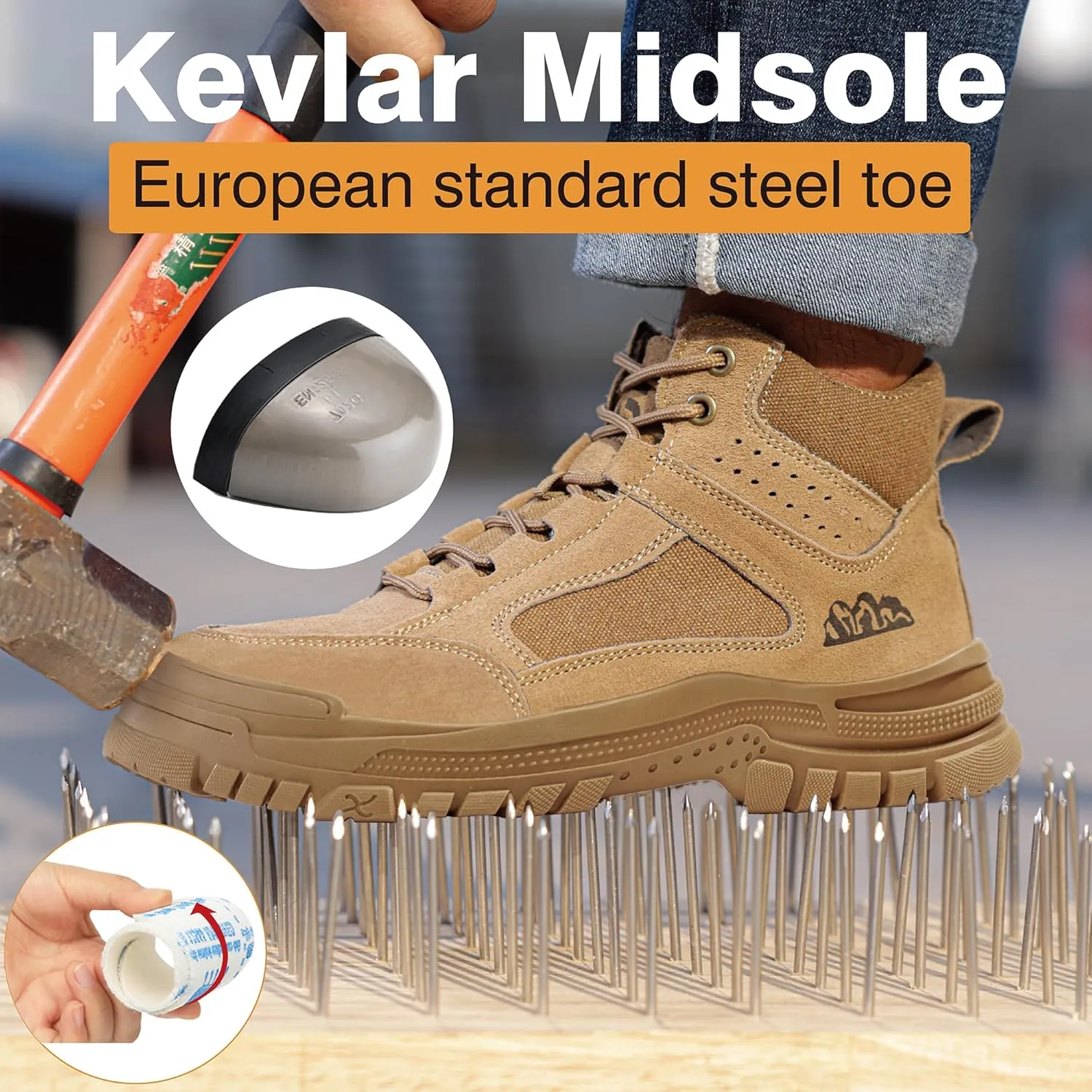 Steel Toe Boots for Men Mens Slip Resistant Waterproof Work Safety Industrial Boots Construction Shoes