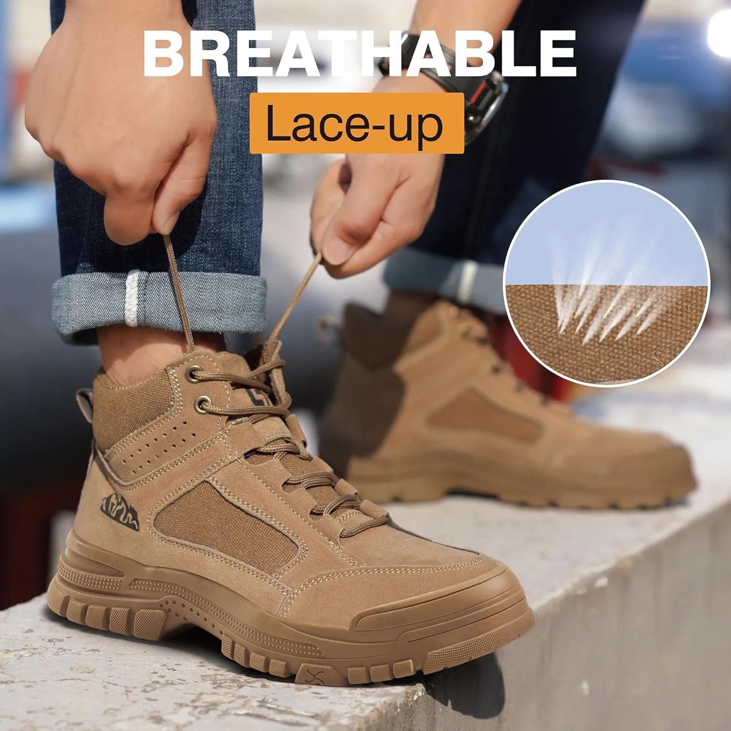 Steel Toe Boots for Men Mens Slip Resistant Waterproof Work Safety Industrial Boots Construction Shoes