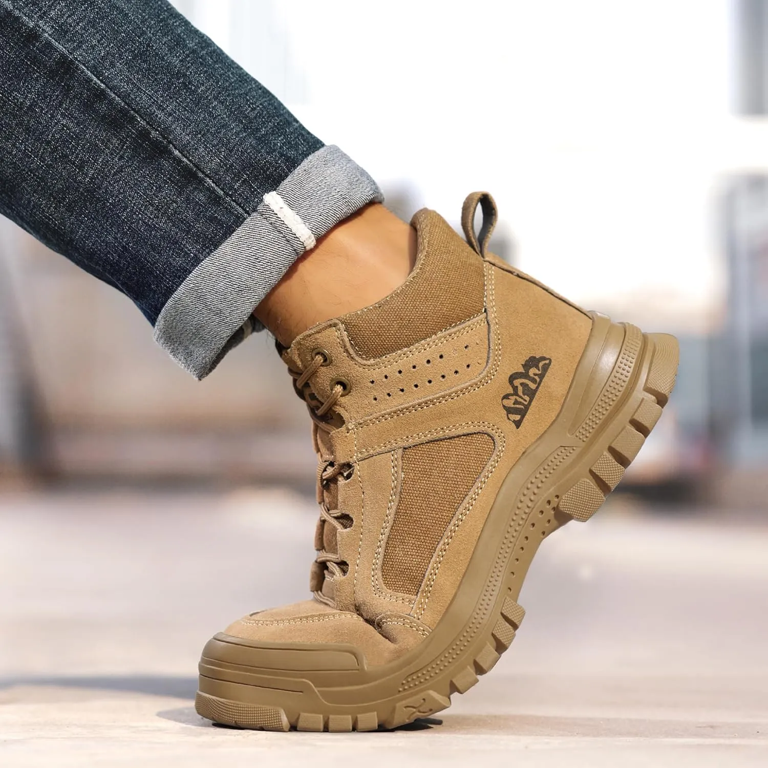 Steel Toe Boots for Men Mens Slip Resistant Waterproof Work Safety Industrial Boots Construction Shoes
