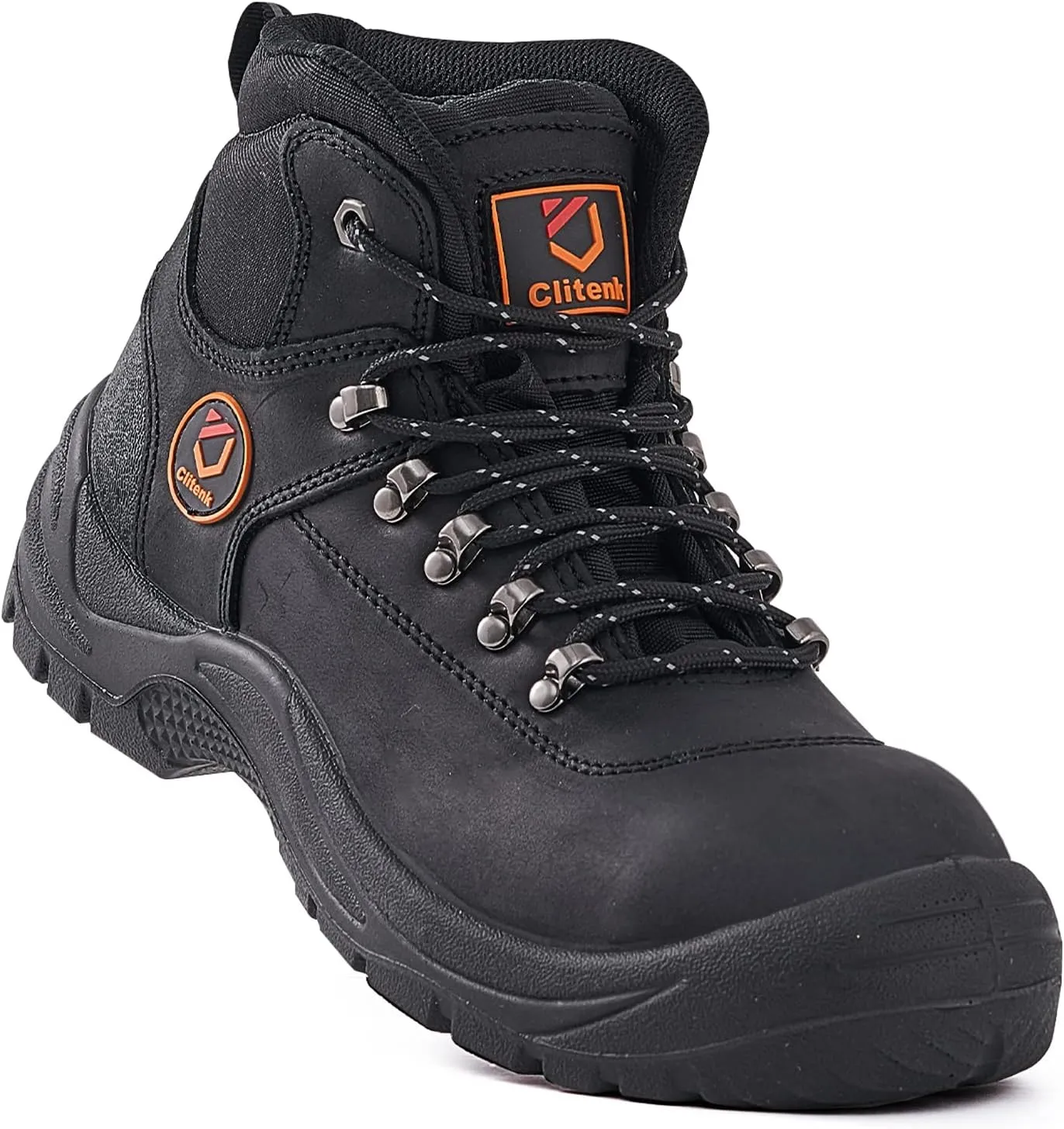 Steel Toe Boots for Men Oil Full Grain Cowhide Leather Waterproof Work Boots for Men, Non Slip Industrial and Construction Mens Work Boots Black