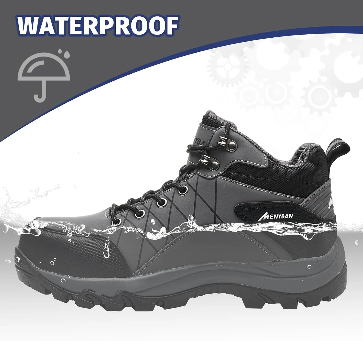 Steel Toe Boots for Men Waterproof Wide Width Slip Resistant Safety Toe Sneakers Puncture Proof Durable Construction Work Shoes for Outdoor Industrial Use
