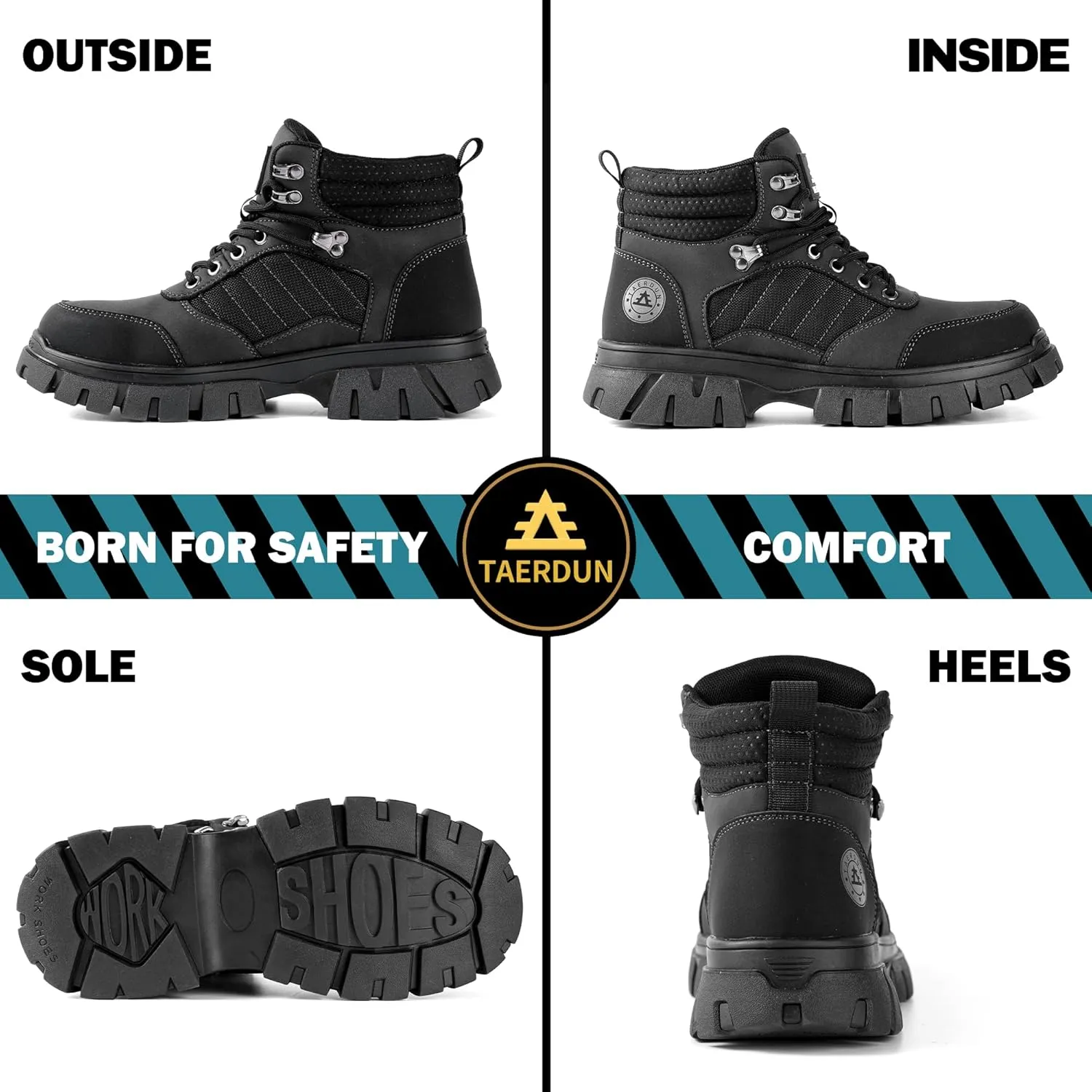 Steel Toe Boots for Men Waterproof Work Safety Shoes Non-slip Breathable Comfort Lightweight, Industrial & Construction Shoes, Indestructible Welding Boots