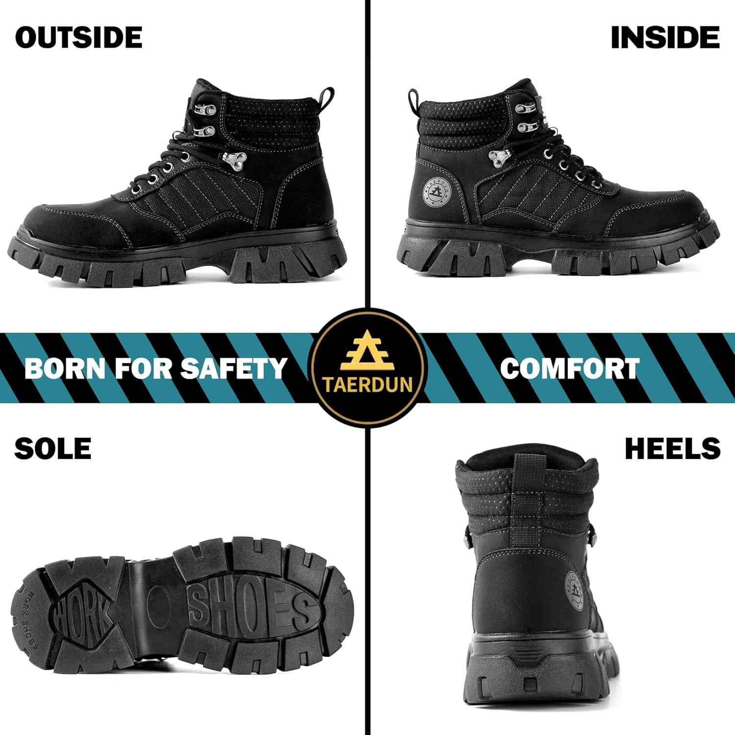 Steel Toe Boots for Men Waterproof Work Safety Shoes Non-slip Breathable Comfort Lightweight, Industrial & Construction Shoes, Indestructible Welding Boots