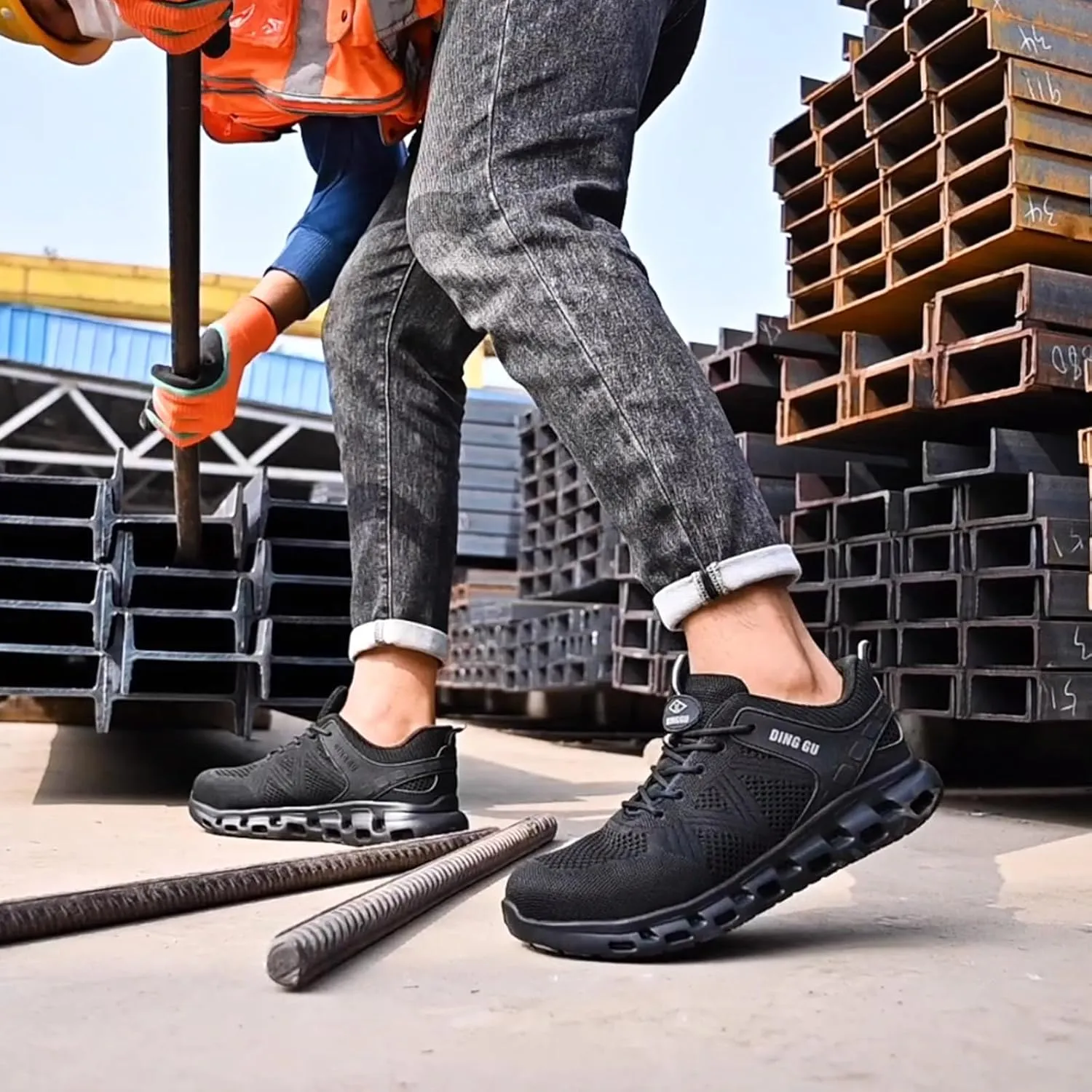 Steel Toe Shoes for Men Comfortable Non Slip Work Shoes,Lightweight Men's Work & Safety Footwear Indestructible Steel Toe Sneakers