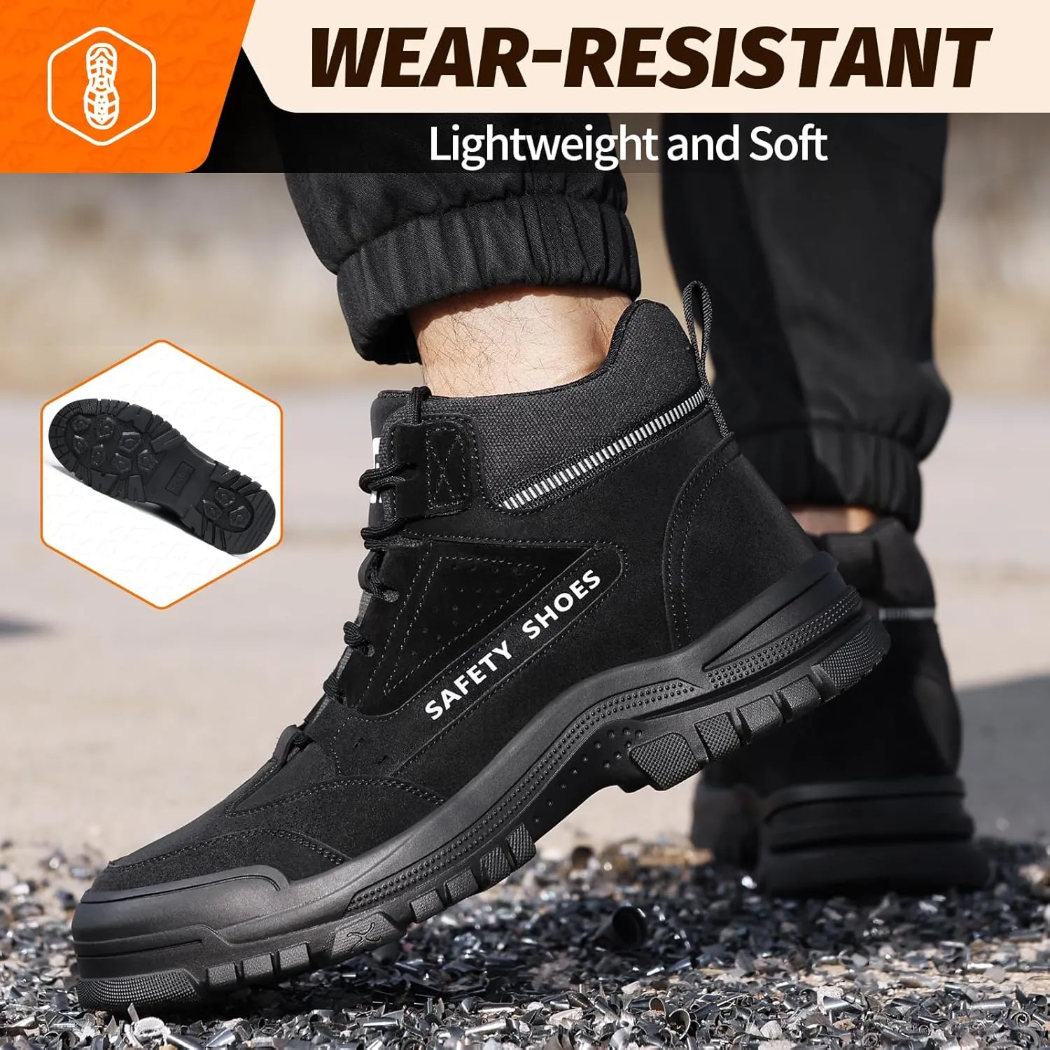 Steel Toe Shoes for Men Lightweight Work Boots for Men Comfortable Steel Toe Boots Industrial Work Shoes Breathable Safety Shoes Construction Steel Toe Sneakers Indestructible Safety Boots