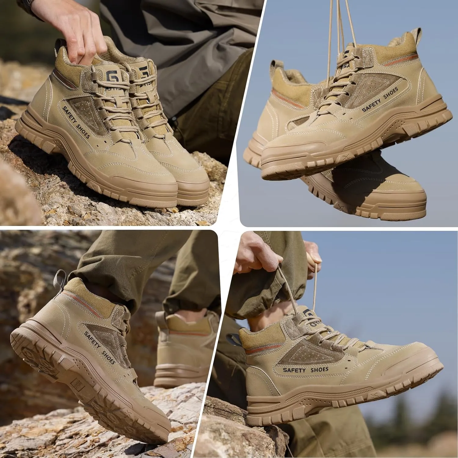 Steel Toe Shoes for Men Lightweight Work Boots for Men Comfortable Steel Toe Boots Industrial Work Shoes Breathable Safety Shoes Construction Steel Toe Sneakers Indestructible Safety Boots
