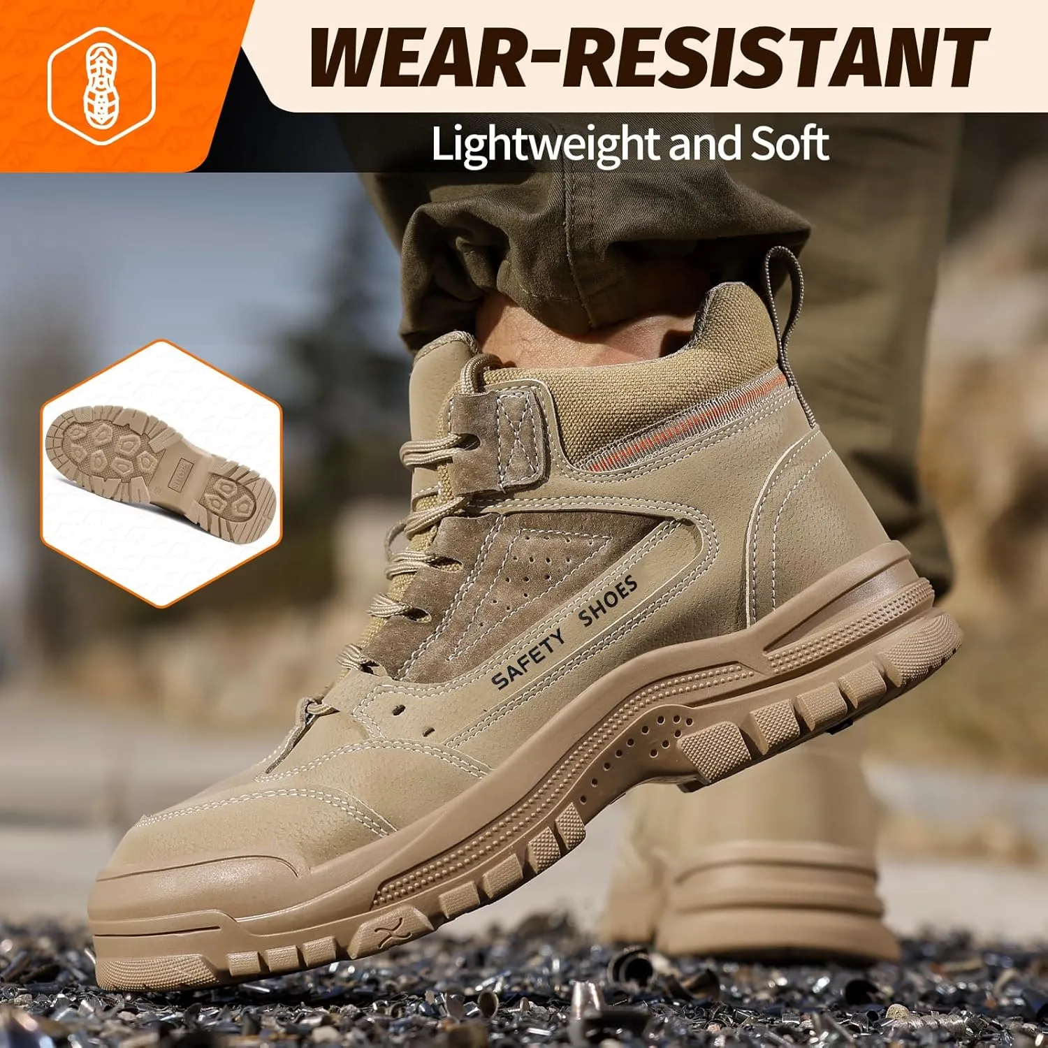 Steel Toe Shoes for Men Lightweight Work Boots for Men Comfortable Steel Toe Boots Industrial Work Shoes Breathable Safety Shoes Construction Steel Toe Sneakers Indestructible Safety Boots