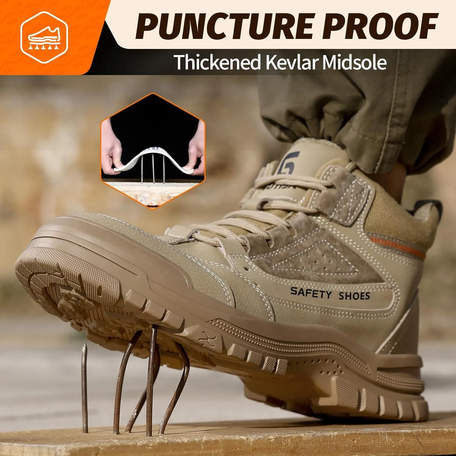 Steel Toe Shoes for Men Lightweight Work Boots for Men Comfortable Steel Toe Boots Industrial Work Shoes Breathable Safety Shoes Construction Steel Toe Sneakers Indestructible Safety Boots