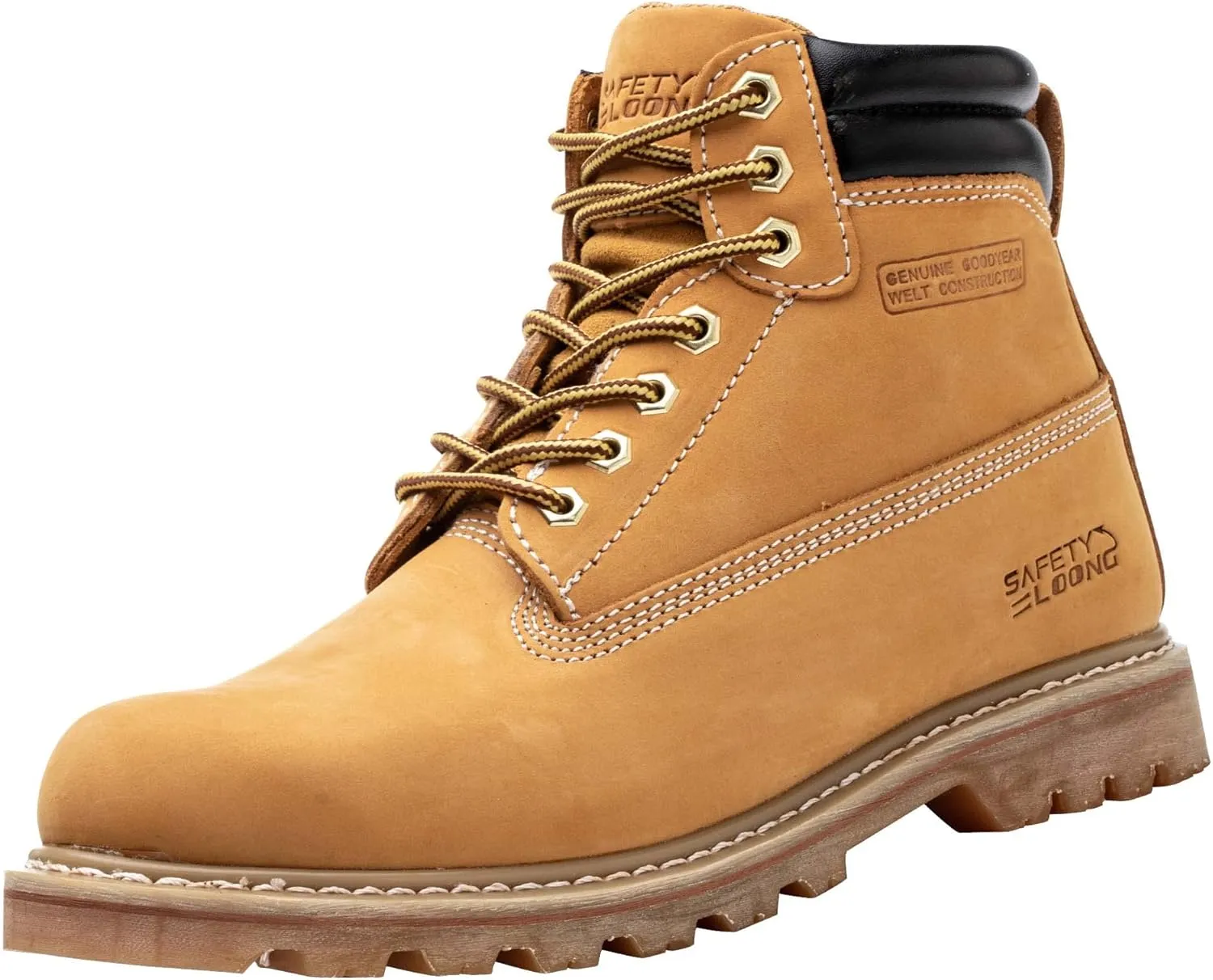 Steel Toe Work Boots for Men, 6-Inch Non Slip Comfortable Leather Waterproof Industrial Construction Safety Workboots
