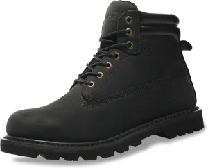 Steel Toe Work Boots for Men, 6-Inch Non Slip Comfortable Leather Waterproof Industrial Construction Safety Workboots