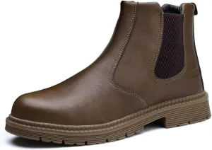 Steel Toe Work Boots for Men Women Slip-on Chelsea Boots, Men's Industrial Construction Shoes, Waterproof, Lightweight, Comfortable, Non-slip Safety Boots…