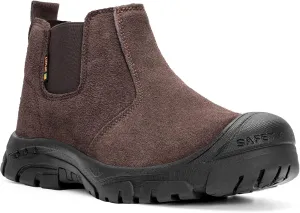 Steel Toe Work Boots for Men Women Slip-on Chelsea Boots, Men's Industrial Construction Shoes, Waterproof, Lightweight, Comfortable, Non-slip Safety Boots…