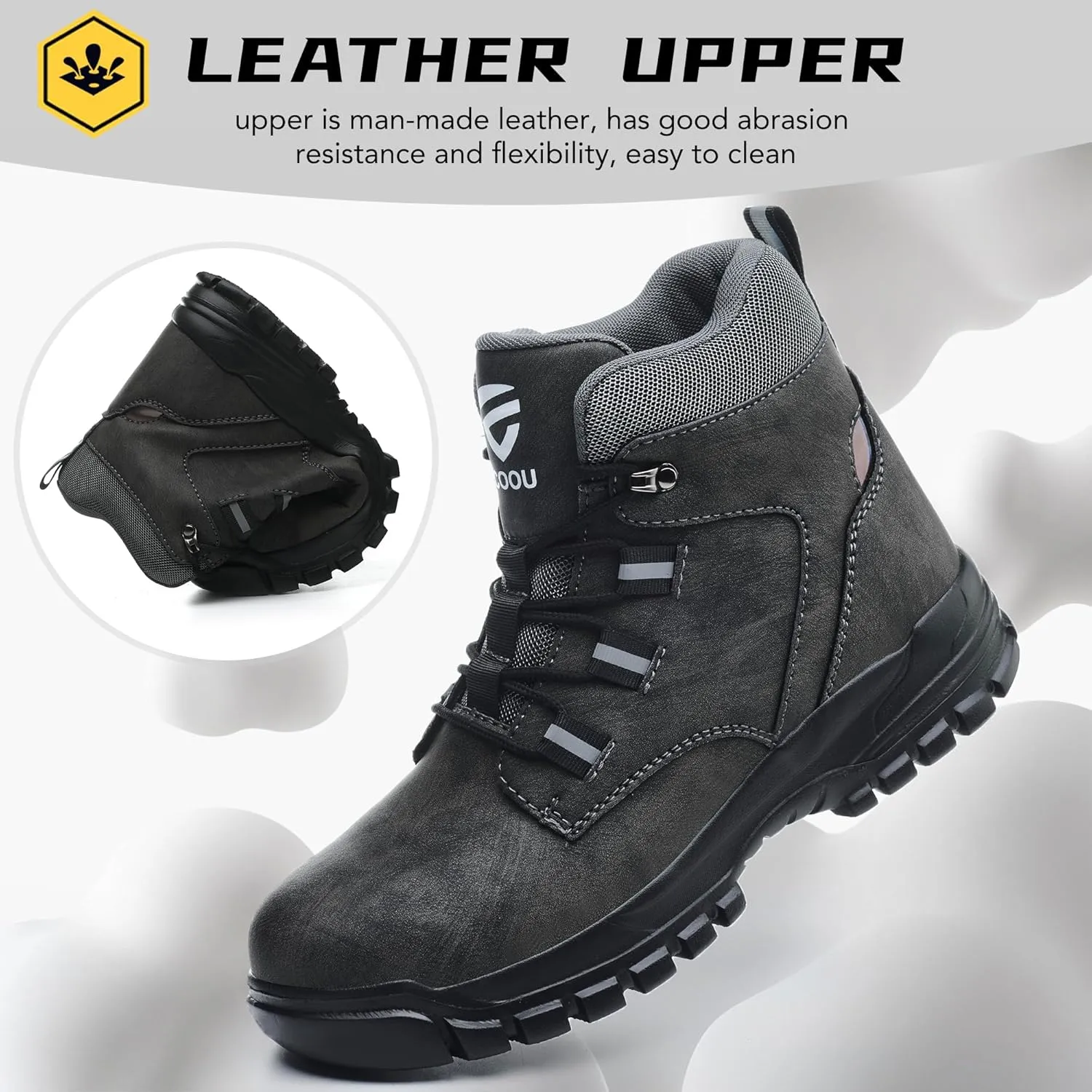Steel Toe Work Boots for Men Women Slip Resistant Puncture-Resistant Lightweight Safety Shoes Industrial & Construction Work Boots