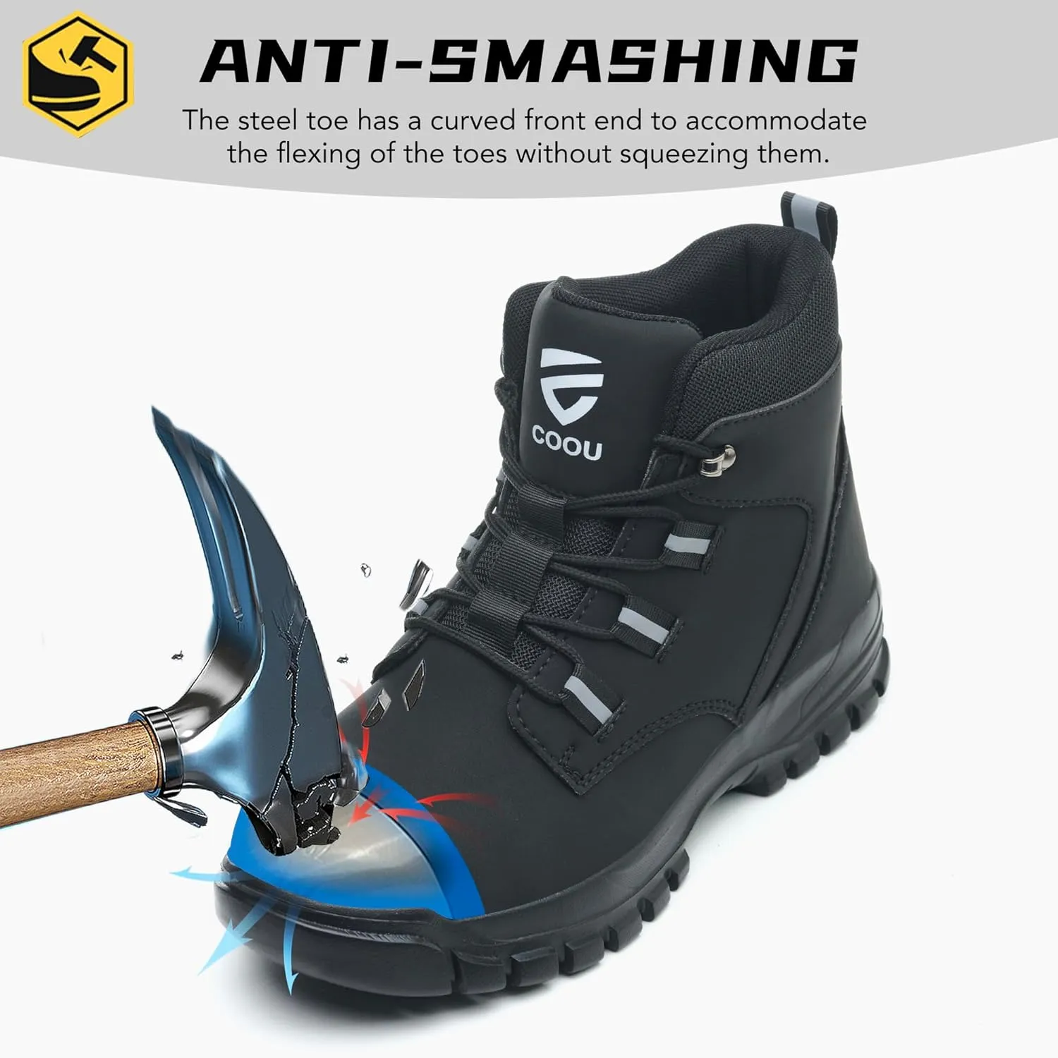 Steel Toe Work Boots for Men Women Slip Resistant Puncture-Resistant Lightweight Safety Shoes Industrial & Construction Work Boots