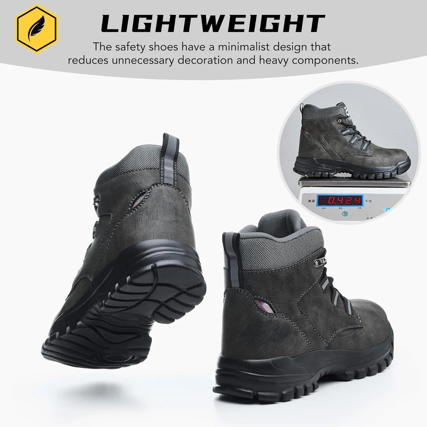 Steel Toe Work Boots for Men Women Slip Resistant Puncture-Resistant Lightweight Safety Shoes Industrial & Construction Work Boots