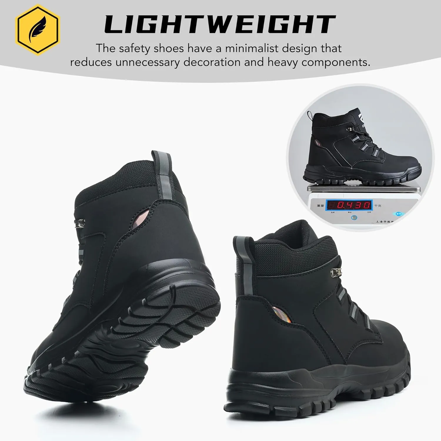 Steel Toe Work Boots for Men Women Slip Resistant Puncture-Resistant Lightweight Safety Shoes Industrial & Construction Work Boots