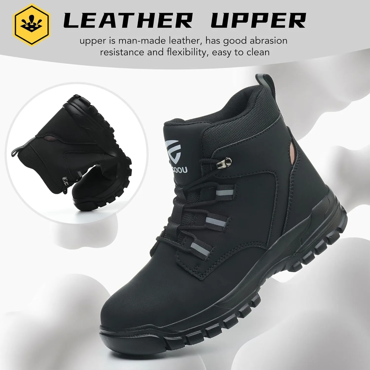 Steel Toe Work Boots for Men Women Slip Resistant Puncture-Resistant Lightweight Safety Shoes Industrial & Construction Work Boots