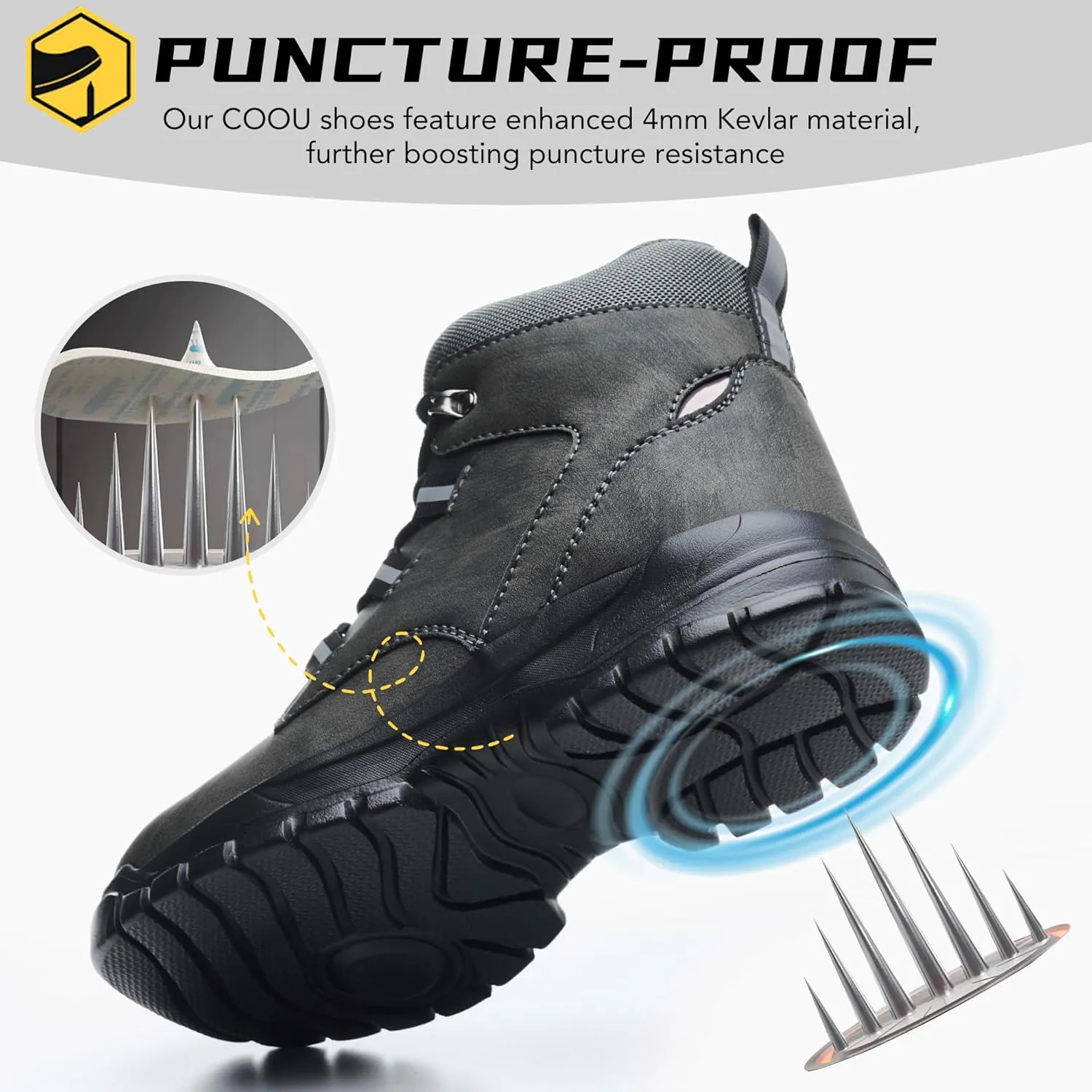 Steel Toe Work Boots for Men Women Slip Resistant Puncture-Resistant Lightweight Safety Shoes Industrial & Construction Work Boots