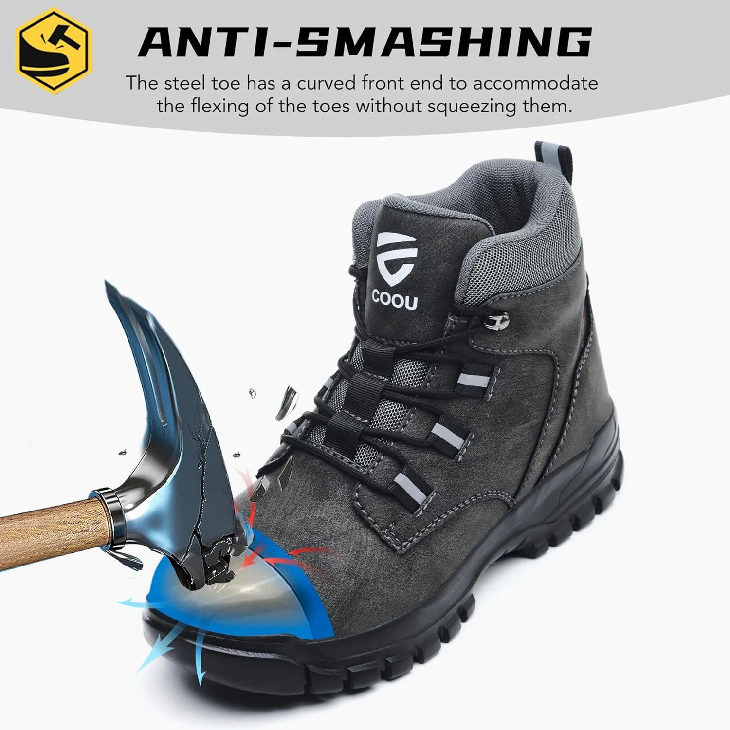 Steel Toe Work Boots for Men Women Slip Resistant Puncture-Resistant Lightweight Safety Shoes Industrial & Construction Work Boots