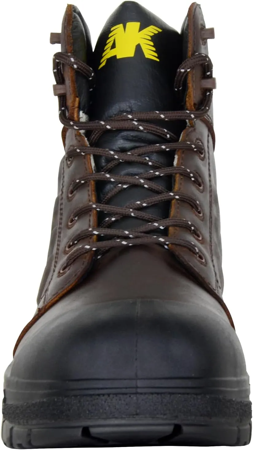 Steel Toe Work Boots for Men,6 inch, Full Grain Leather, electrical insulation, Non-Slip, Impact Resistance, Breathable & Comfortable Safety Boots