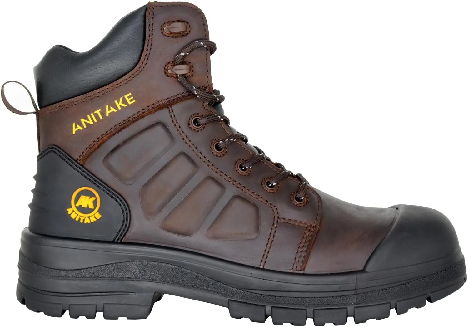 Steel Toe Work Boots for Men,6 inch, Full Grain Leather, electrical insulation, Non-Slip, Impact Resistance, Breathable & Comfortable Safety Boots