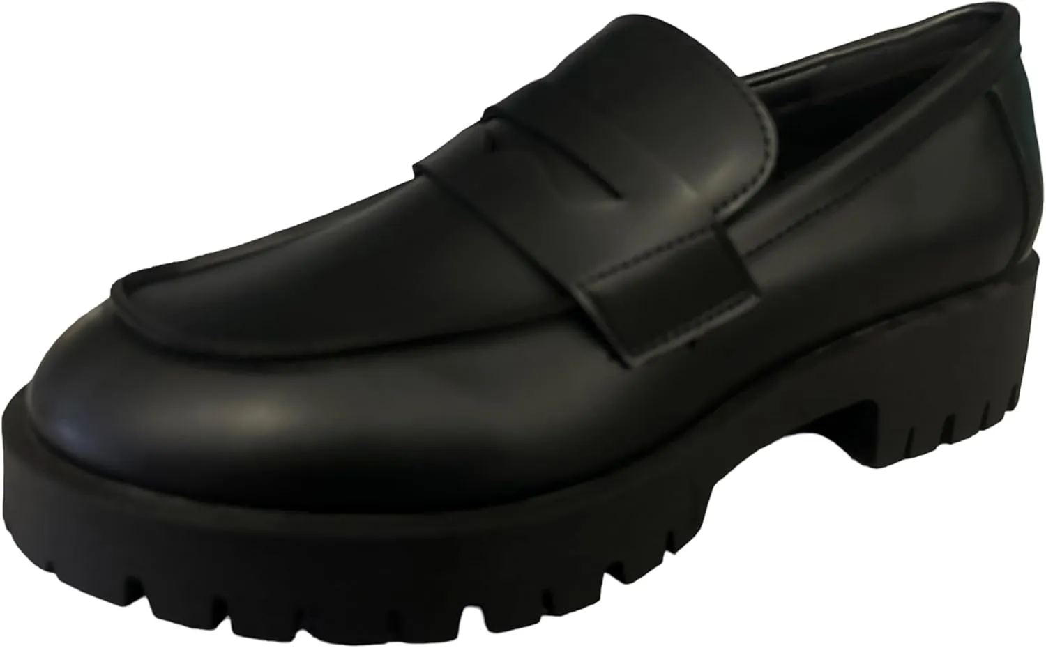 Steve Madden Womens Black Lug Loafers 8.0