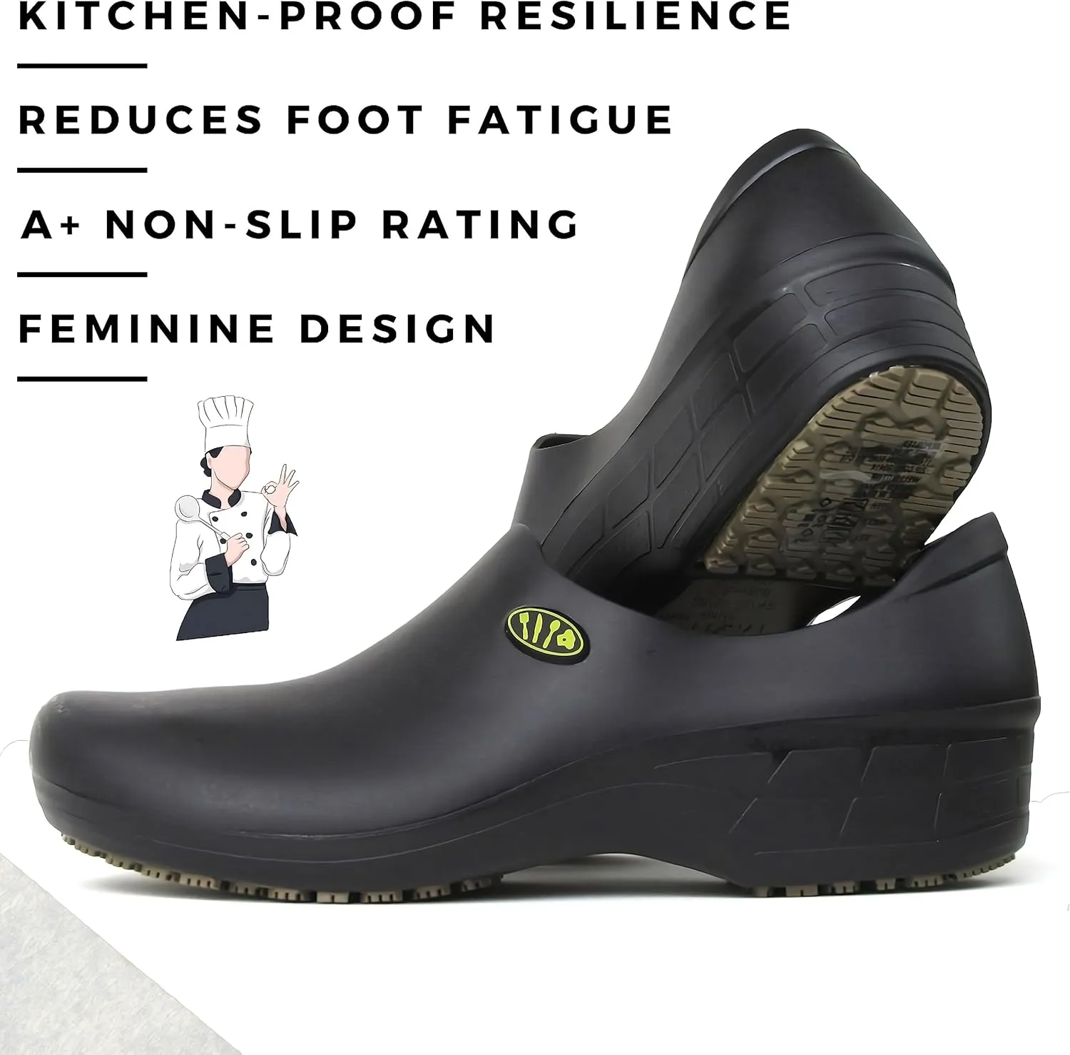 Sticky Non-Slip Pro Chef Shoes for Women - Slip Resistant - Food Service Kitchen Shoes