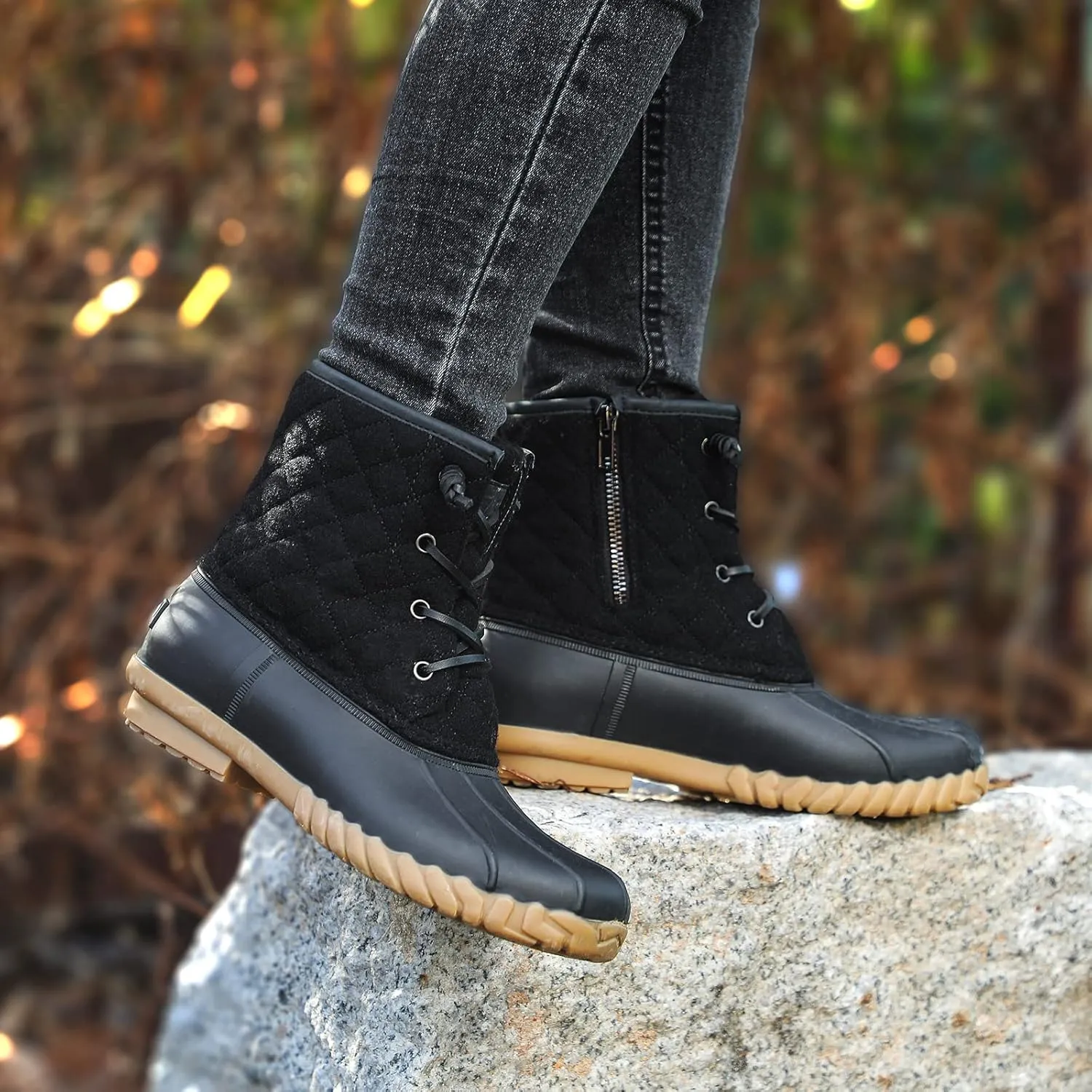 STQ Duck Boots for Women Waterproof Winter Boots Quilted Snow Boots