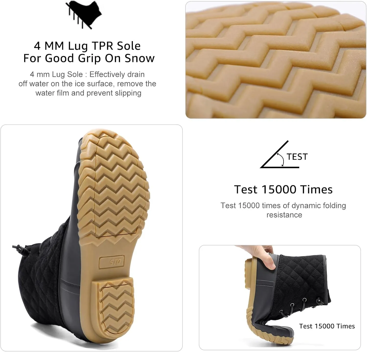 STQ Duck Boots for Women Waterproof Winter Boots Quilted Snow Boots