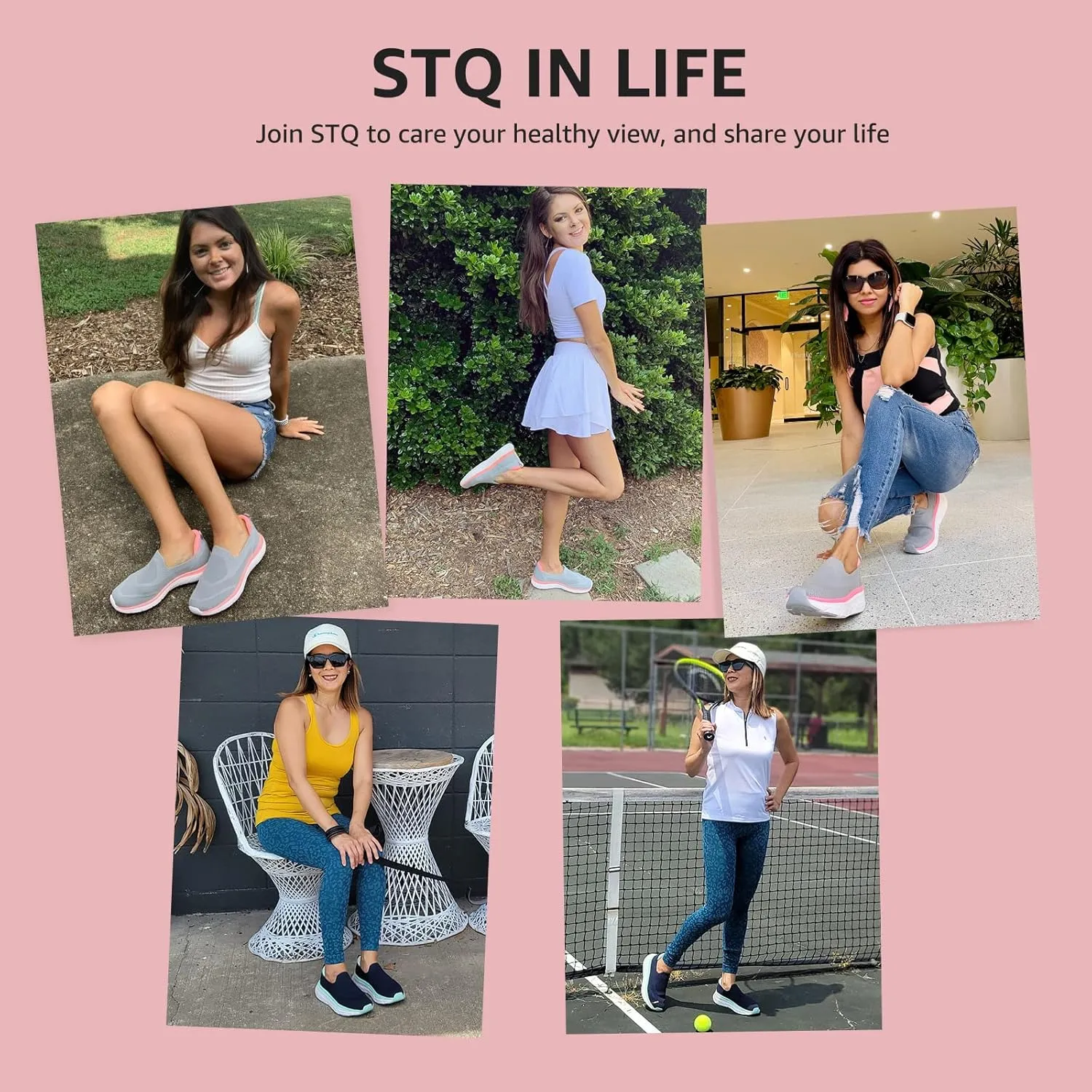 STQ Slip on Sneakers Women Walking Shoes with Arch Support Comfortable Non-Slip Nurse Shoes