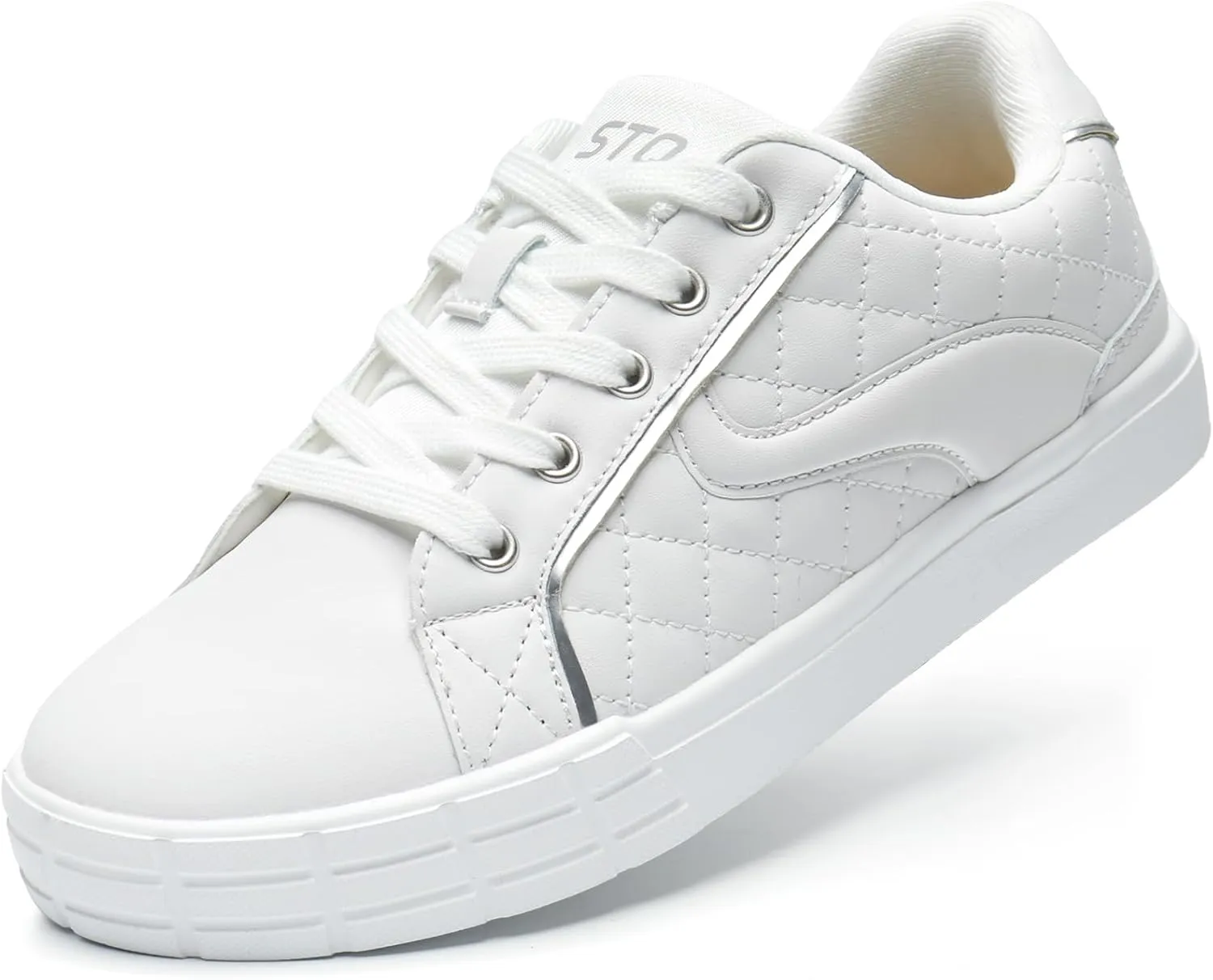 STQ Women Lace-up Fashion Sneakers Comfortable Casual Shoes Lightweight Quilted Tennis Sneakers
