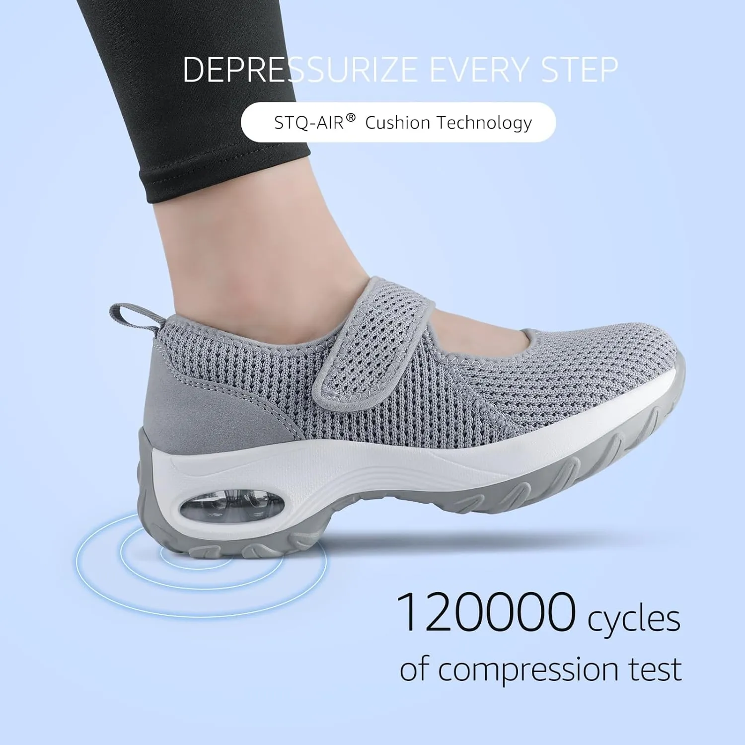 STQ Womens Walking Shoes Non Slip Orthopedic Shoes Adjustable Mary Jane Shoes